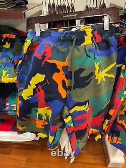 NWT Polo Ralph Lauren MULTICOLOR CAMO Big Pony Double Knit Sweat Shorts size 2XL