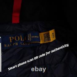 NWT Polo Ralph Lauren Men's Big Pony Hooded Down Puffer Jacket Blue White NEW