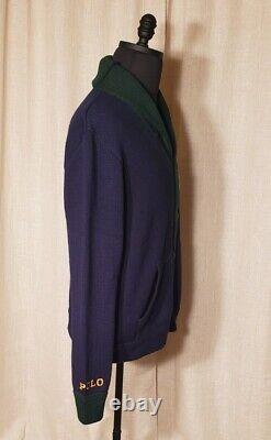 NWT Polo Ralph Lauren Men's Cardigan Sweater Hunter Navy/ Green Size L. $168