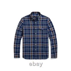 NWT Polo Ralph Lauren Men's Classic Fit Indigo Madras Shirt, Indigo/red Multi, M