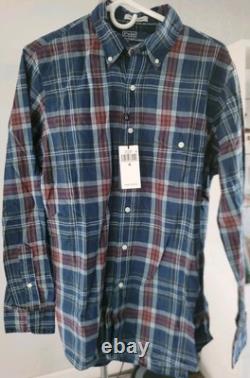 NWT Polo Ralph Lauren Men's Classic Fit Indigo Madras Shirt, Indigo/red Multi, M