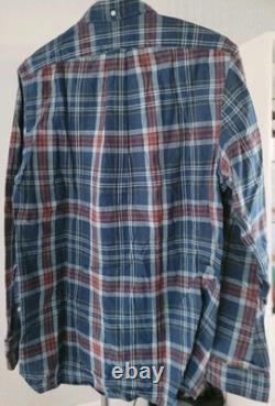 NWT Polo Ralph Lauren Men's Classic Fit Indigo Madras Shirt, Indigo/red Multi, M