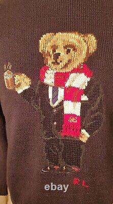 NWT Polo Ralph Lauren Men's Cocoa Hot Chocolate Bear Knitted Sweater M. $398