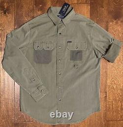 NWT Polo Ralph Lauren Men's Green Classic Fit Twill Utility Shirt Sz M