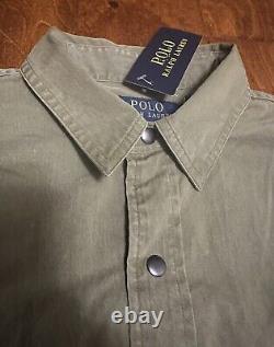 NWT Polo Ralph Lauren Men's Green Classic Fit Twill Utility Shirt Sz M