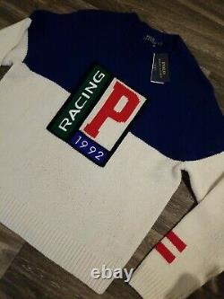 NWT Polo Ralph Lauren Men's Italian Wool P Racing 1992 Sweater Sz L (MSRP $348)