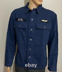 NWT Polo Ralph Lauren Men's Navy Military Airforce Herringbone Shirt Jacket XL