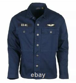 NWT Polo Ralph Lauren Men's Navy Military Airforce Herringbone Shirt Jacket XXL