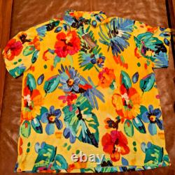NWT Polo Ralph Lauren Men's Watercolor Flowers Big & Tall Polo Shirt in Yellow