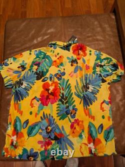 NWT Polo Ralph Lauren Men's Watercolor Flowers Big & Tall Polo Shirt in Yellow