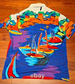 NWT Polo Ralph Lauren Multicolor Watercolor Sailboats Graphic Polo Shirt
