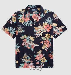 NWT Polo Ralph Lauren Navy TROPICAL FLORAL Classic Fit Short Sleeve Camp Shirt