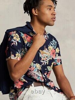 NWT Polo Ralph Lauren Navy TROPICAL FLORAL Classic Fit Short Sleeve Camp Shirt