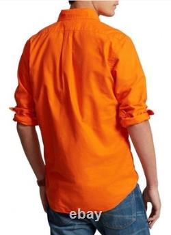 NWT Polo Ralph Lauren ORANGE Long Sleeve SLIM FIT Garment Dyed Oxford Shirt