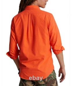 NWT Polo Ralph Lauren ORANGE Long Sleeve SLIM FIT Garment Dyed Oxford Shirt