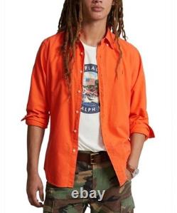 NWT Polo Ralph Lauren ORANGE Long Sleeve SLIM FIT Garment Dyed Oxford Shirt