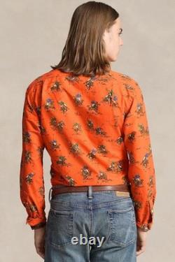NWT Polo Ralph Lauren Orange ALL OVER POLO PLAYER MATCH Classic Fit Oxford Shirt