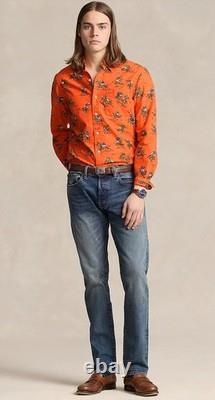 NWT Polo Ralph Lauren Orange ALL OVER POLO PLAYER MATCH Classic Fit Oxford Shirt