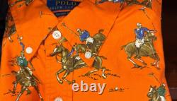 NWT Polo Ralph Lauren Orange ALL OVER POLO PLAYER MATCH Classic Fit Oxford Shirt