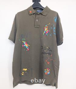 NWT Polo Ralph Lauren PEACE LOVE Mesh Short Sleeve Polo Shirt Sz M Olive #2G457