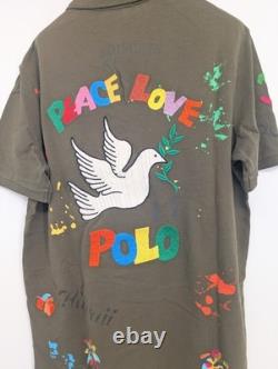 NWT Polo Ralph Lauren PEACE LOVE Mesh Short Sleeve Polo Shirt Sz M Olive #2G457