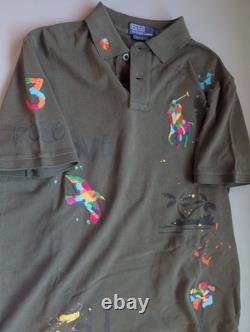 NWT Polo Ralph Lauren PEACE LOVE Mesh Short Sleeve Polo Shirt Sz M Olive #2G457