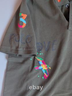 NWT Polo Ralph Lauren PEACE LOVE Mesh Short Sleeve Polo Shirt Sz M Olive #2G457
