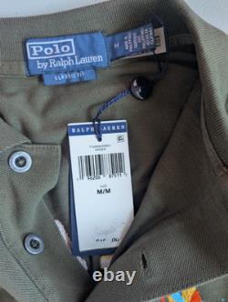NWT Polo Ralph Lauren PEACE LOVE Mesh Short Sleeve Polo Shirt Sz M Olive #2G457