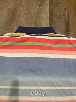 NWT Polo Ralph Lauren PINK BLUE GREEN STRIPED Mesh Knit Collared Polo Shirt Sz M