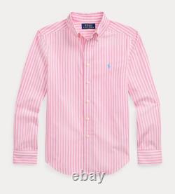 NWT Polo Ralph Lauren PINK & WHITE STRIPE Classic Fit Button Front Poplin Shirt
