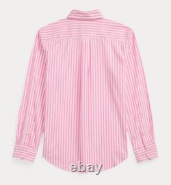NWT Polo Ralph Lauren PINK & WHITE STRIPE Classic Fit Button Front Poplin Shirt