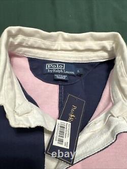 NWT Polo Ralph Lauren Pink/Blue Rugby Shirt Men's Large RARE/UNIQUE