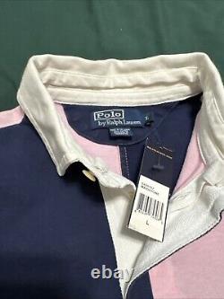 NWT Polo Ralph Lauren Pink/Blue Rugby Shirt Men's Large RARE/UNIQUE