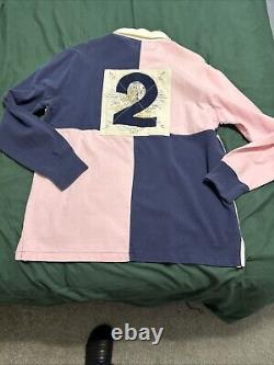 NWT Polo Ralph Lauren Pink/Blue Rugby Shirt Men's Large RARE/UNIQUE