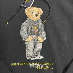 NWT Polo Ralph Lauren Polo Bear Hoodie Mens Medium Black Pullover Sweater
