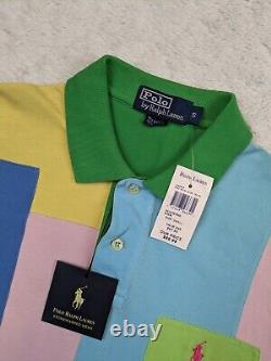 NWT Polo Ralph Lauren Polo Shirt Mens Small Patchwork Pastel Color Block Vintage