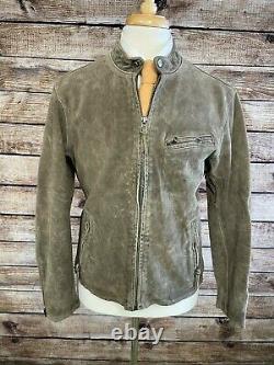NWT Polo Ralph Lauren Roughout Suede Leather Moto Jacket L Gray