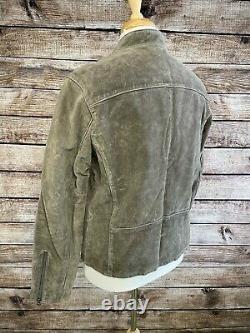 NWT Polo Ralph Lauren Roughout Suede Leather Moto Jacket L Gray