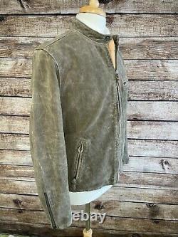 NWT Polo Ralph Lauren Roughout Suede Leather Moto Jacket L Gray