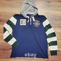 NWT Polo Ralph Lauren Rugby Hoodie Light/Soft Men's 2XL Navy Long Sleeve Shirt