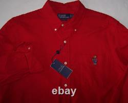 NWT Polo Ralph Lauren SOLID RED SOFT COTTON FLANNEL Shirt Men XXL 2XL GIFT BEAR