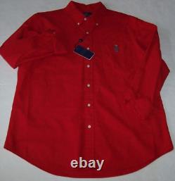 NWT Polo Ralph Lauren SOLID RED SOFT COTTON FLANNEL Shirt Men XXL 2XL GIFT BEAR