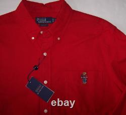 NWT Polo Ralph Lauren SOLID RED SOFT COTTON FLANNEL Shirt Men XXL 2XL GIFT BEAR