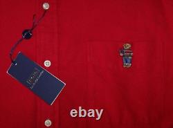 NWT Polo Ralph Lauren SOLID RED SOFT COTTON FLANNEL Shirt Men XXL 2XL GIFT BEAR