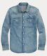 Nwt Polo Ralph Lauren Slub Denim Western Snap Front Vintage Inspired Shirt