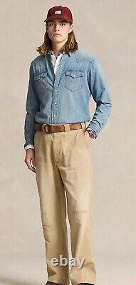 NWT Polo Ralph Lauren Slub Denim WESTERN Snap Front Vintage Inspired Shirt