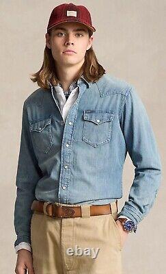 NWT Polo Ralph Lauren Slub Denim WESTERN Snap Front Vintage Inspired Shirt