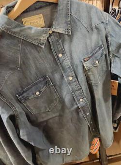 NWT Polo Ralph Lauren Slub Denim WESTERN Snap Front Vintage Inspired Shirt