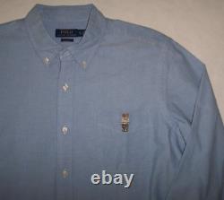 NWT Polo Ralph Lauren Solid Blue Oxford Shirt Men's Classic Fit XL PREPPY BEAR