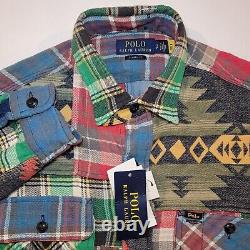 NWT Polo Ralph Lauren Southwestern Patchwork Flannel Aztec Button Up Womens S